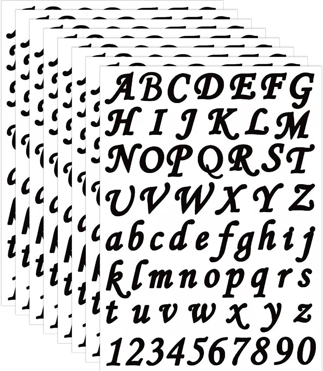 8 Sheets Vinyl Letter Stickers Self Adhesive Alphabet Stickers (Black)